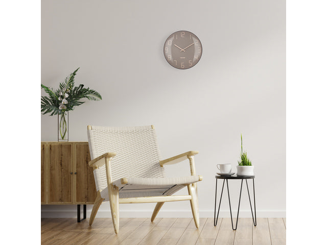 Wandklok Nextime dia 35cm bolvormig glas roze kunststof Shade