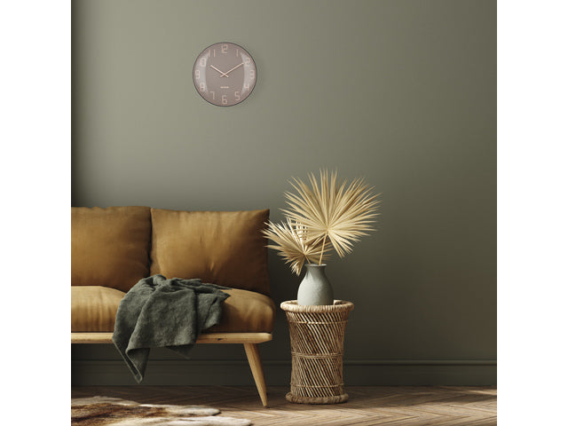 Wandklok Nextime dia 35cm bolvormig glas roze kunststof Shade