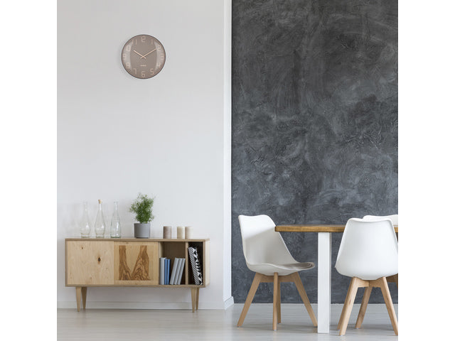 Wandklok Nextime dia 35cm bolvormig glas roze kunststof Shade