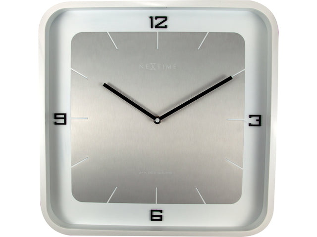 Wandklok NeXtime Jan des Bouvrie Vierkante Wand 40 x 40 x 4 cm wit