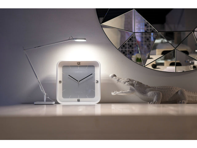 Wandklok NeXtime Jan des Bouvrie Square Wall 40 x 40 x 4 cm wit