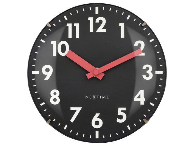 Tafelklok Nextime Duomo Mini 20 cm zwart gebolde glazen lens