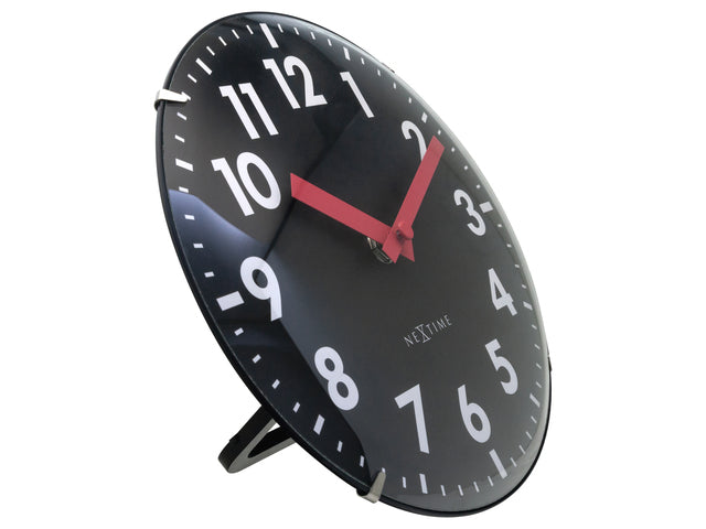 Tafelklok Nextime Duomo Mini 20 cm zwart gebolde glazen lens