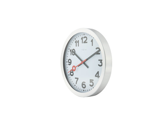 Wandklok NeXtime dia. 19 cm, geborsteld aluminium, 'Station'