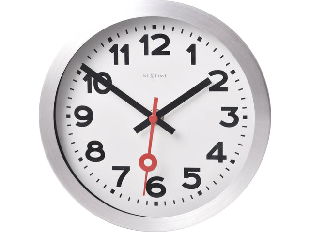Wandklok NeXtime dia. 19 cm, geborsteld aluminium, 'Station'