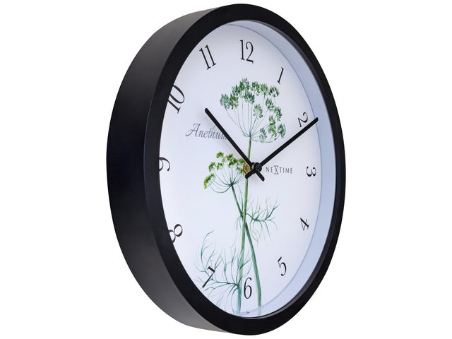 Buitenklok Nextime dia 30.5cm Anethium cijfers, zwarte rand witte wijzerplaat plastic