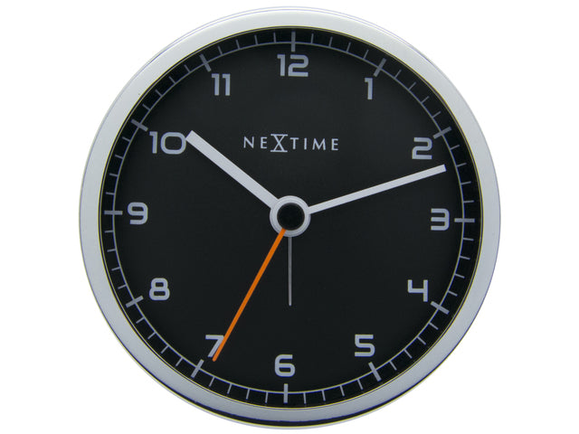 wekker NeXtime 9 x 9 x 7,5 cm, metaal, zwart, 'Bedrijfsalarm'