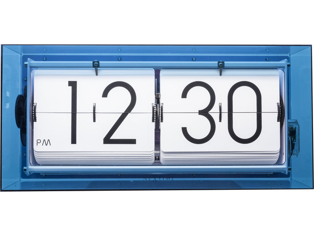 Tafel/wandklok NeXtime Big Flip 36x17x8,5cm acryl blauw