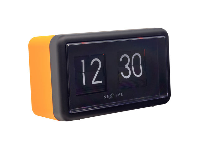 Flipklok Nextime 18x10x7cm tafel/wand oranje/zwart