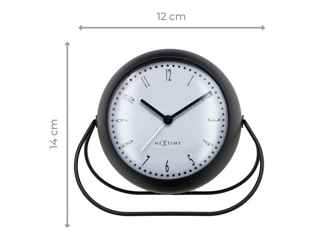 Wekker NeXtime Bubble wekker 11x8cm zwart metaal