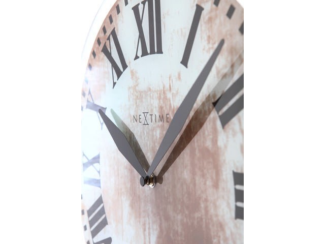 Wandklok NeXtime dia. 43 x 4,2 cm, glas, wit, 'Romana'