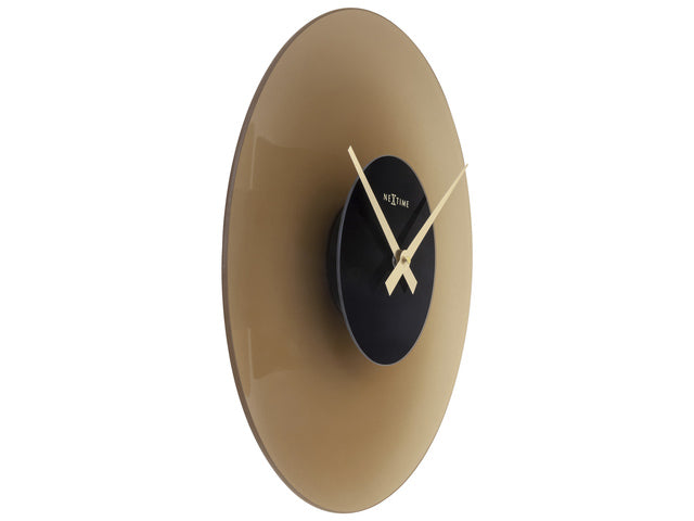 Stille wandklok - 40cm - Mat bruin - Glas - NeXtime "Float"