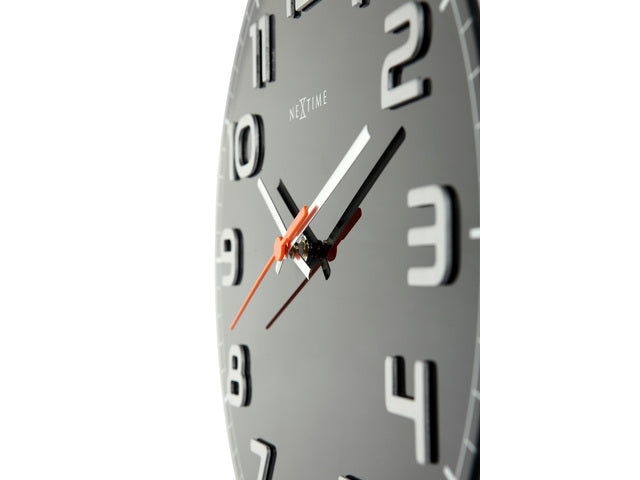 Wandklok NeXtime dia. 30 x 3,5 cm, glas, zwart, 'Classy Round'