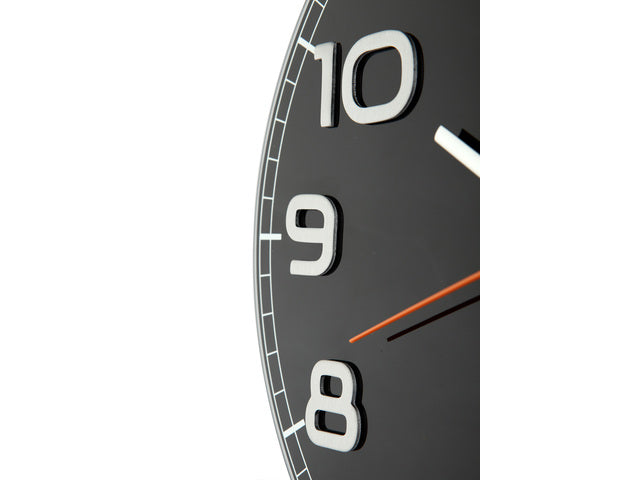 Wandklok NeXtime dia. 30 x 3,5 cm, glas, zwart, 'Classy Round'