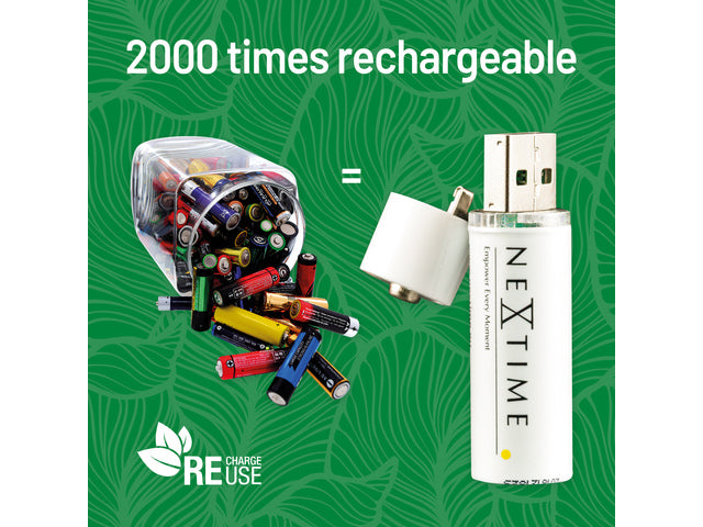 Nextime oplaadbare AA USB-Batterij blister a 2 stuks.