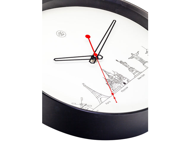 Wandklok nXt Worldtour dia 30cm kunststof zwart