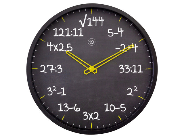 Reken wandkllok - 30cm -Stille klok- Rekenformule design - nXt by NeXtime - "Maths"