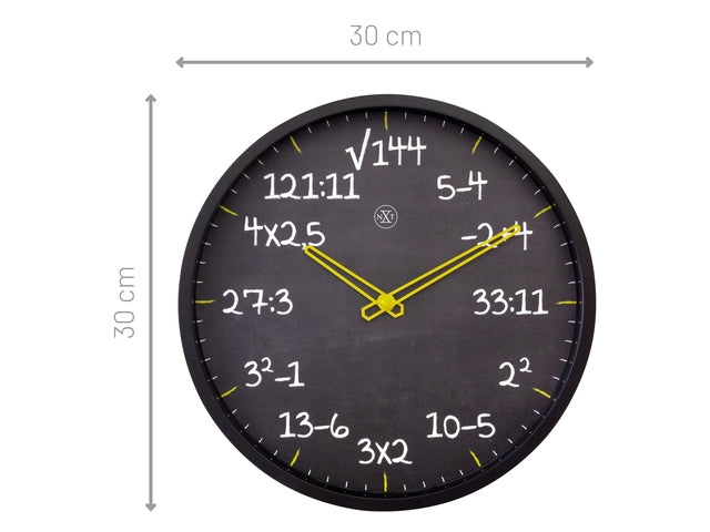 Reken wandkllok - 30cm -Stille klok- Rekenformule design - nXt by NeXtime - "Maths"
