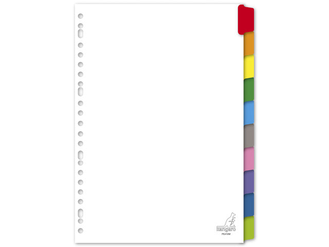 Tabblad Kangaro A4 blanco karton 190 grams wit 23-gaats 10-delig