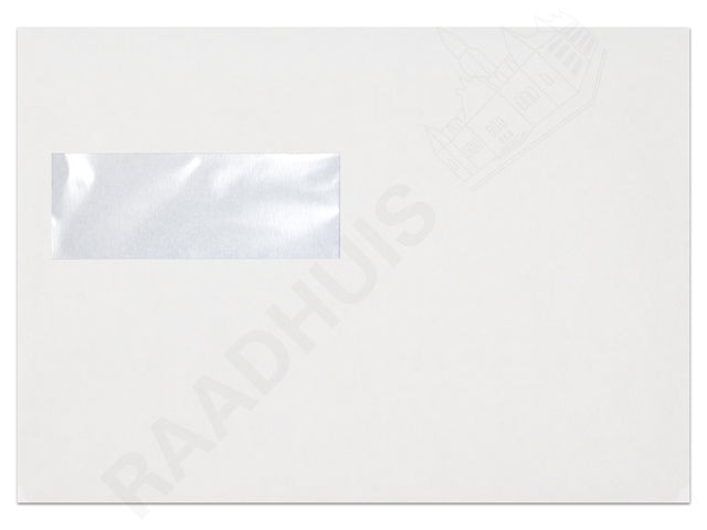 Dienstenvelop venster links Raadhuis 162x229mm C5 wit met plakstrip doos a 500 stuks