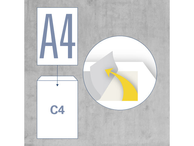 Akte envelop met venster Raadhuis 229x324mm C4 wit met plakstrip doos a 250 stuks