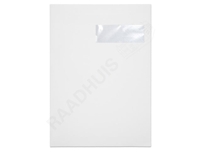 Akte envelop met venster Raadhuis 229x324mm C4 wit met plakstrip doos a 250 stuks