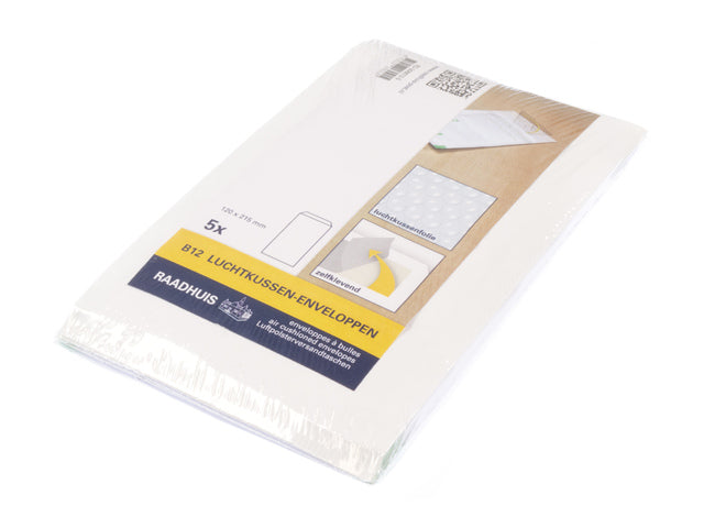 Luchtkussenenvelop Raadhuis 120x215mm B12 met plakstrip krimp a 5 stuks