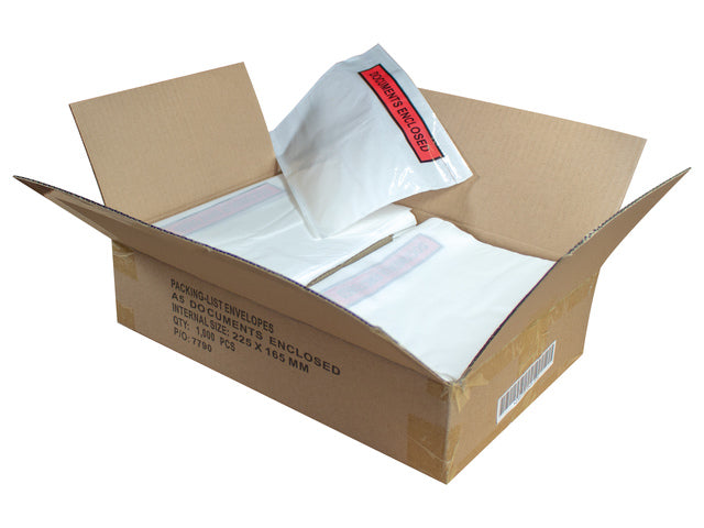 Paklijstenvelop binnenmaat 225x165mm A5 50 micron documenten bijgevoegd 1000 stuks