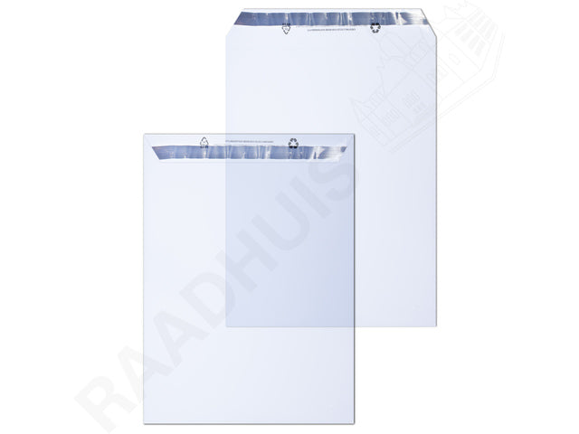 Verzendenvelop Raadhuis 235x310mm transparant met plakstrip krimp a 50st.