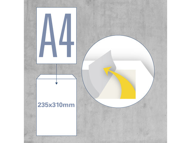 Verzendenvelop Raadhuis 235x310mm transparant met plakstrip doos a 1000 stuks