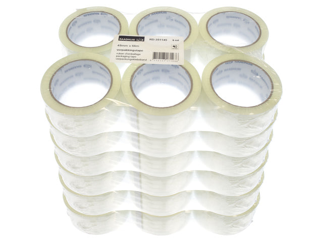 Verpackungsklebeband Raadhuis PP 48 mm x 66 m, transparent, geräuscharm, für 36 Rollen