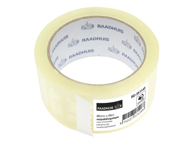 Verpakkingstape Raadhuis PP 48mmx66m transparent geräuscharm