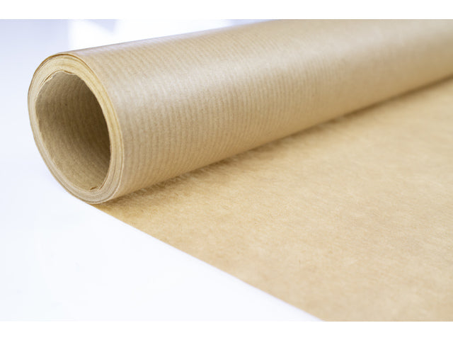 Inpakrol kraftpapier 500x70cm bruin gestreept, 60 gram.