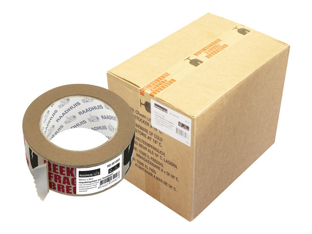 Verpackungsklebeband ECO Raadhuis 50 mm x 50 m aus Papier, 36 Rollen lang