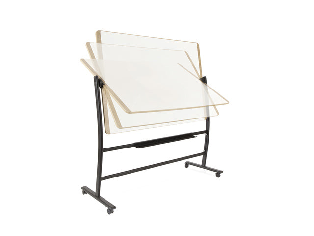 Whiteboard Rocada Naturel 129x100cm wit mobiel 2-zijdig