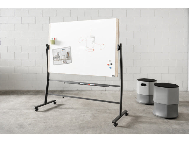 Whiteboard Rocada Naturel 129x100cm wit mobiel 2-zijdig