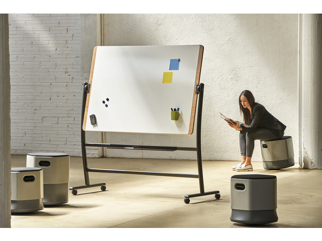Whiteboard Rocada Naturel 129x100cm wit mobiel 2-zijdig
