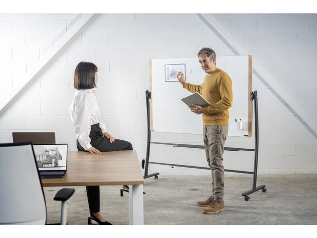 Whiteboard Rocada Naturel 129x100cm wit mobiel 2-zijdig