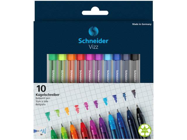 Balpen Schneider Vizz M etui a 10st. ezel. kleuren
