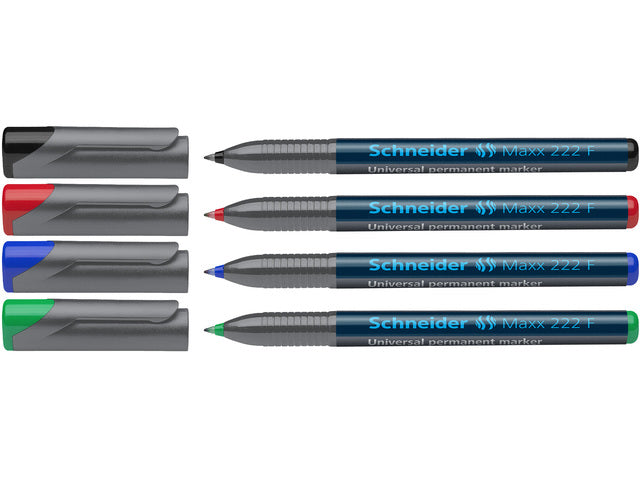 Universele marker Schneider Maxx 222 F permanente etui a 4 stuks assorti