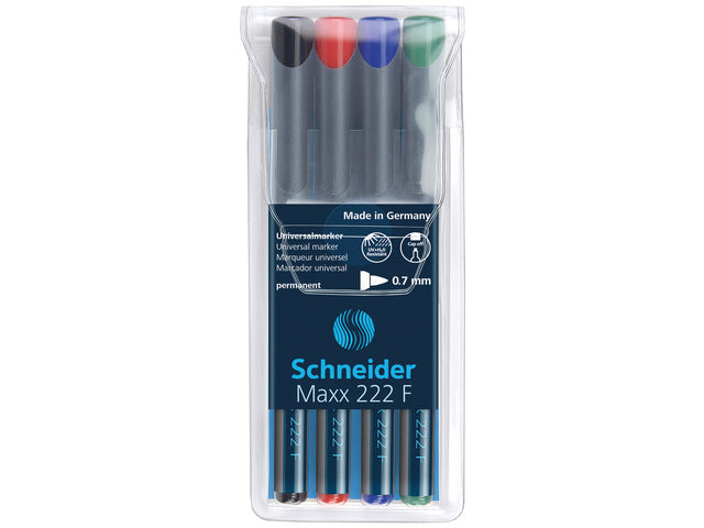 Universele marker Schneider Maxx 222 F permanente etui a 4 stuks assorti
