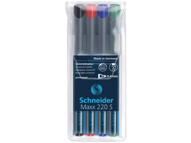 Universele marker Schneider Maxx 220 S permanente etui a 4 stuks assorti
