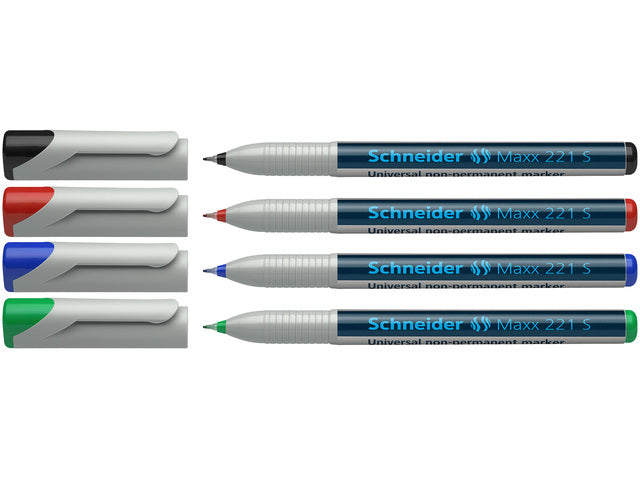 Universeller Marker Schneider Maxx 221 S, nicht permanent, mit 4 Stück sortiert