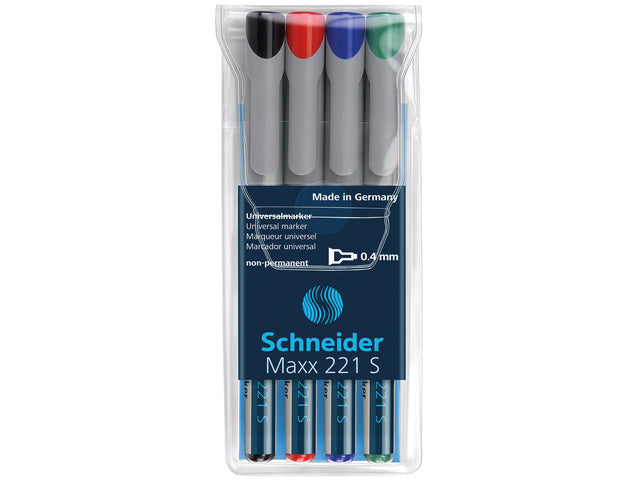 Universeller Marker Schneider Maxx 221 S, nicht permanent, mit 4 Stück sortiert