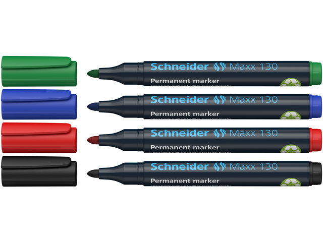 Marker Schneider Maxx 130 permanente ronde punt etui á 4 stuks