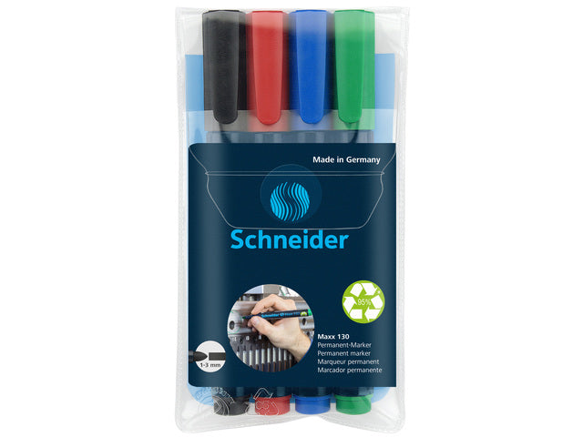 Marker Schneider Maxx 130 permanente ronde punt etui á 4 stuks