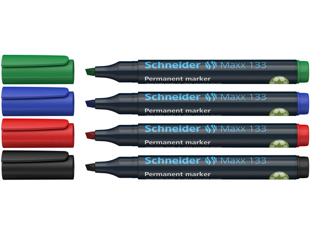 Marker Schneider Maxx 133 permanent beitelpunt etui á 4 stuks