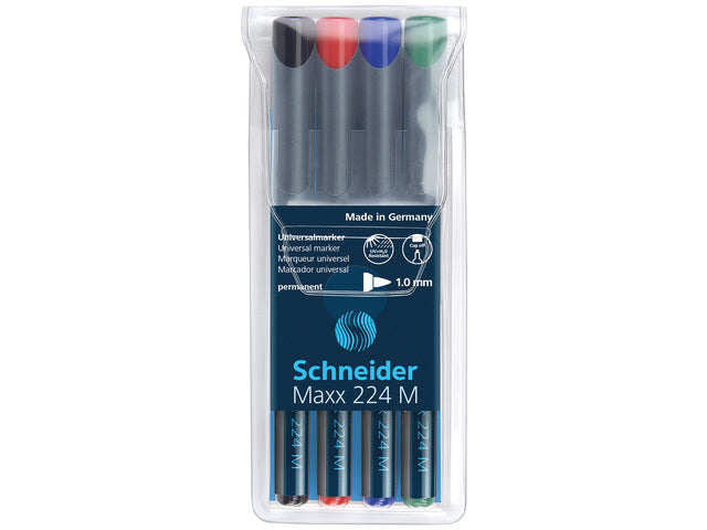 Universele marker Schneider Maxx 224 M permanente etui a 4 stuks