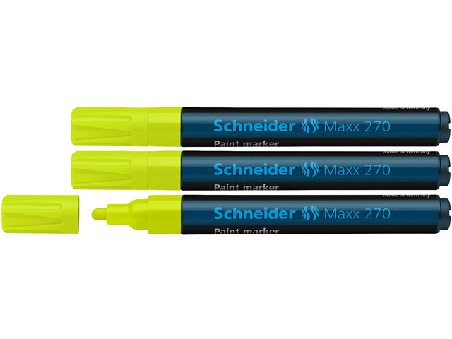 lakmarker Schneider Maxx 270 1-3 mm fluor geel. Set á 3x