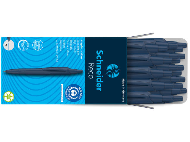 Balpen Schneider Reco donker blauw, schrijfkleur: blauw